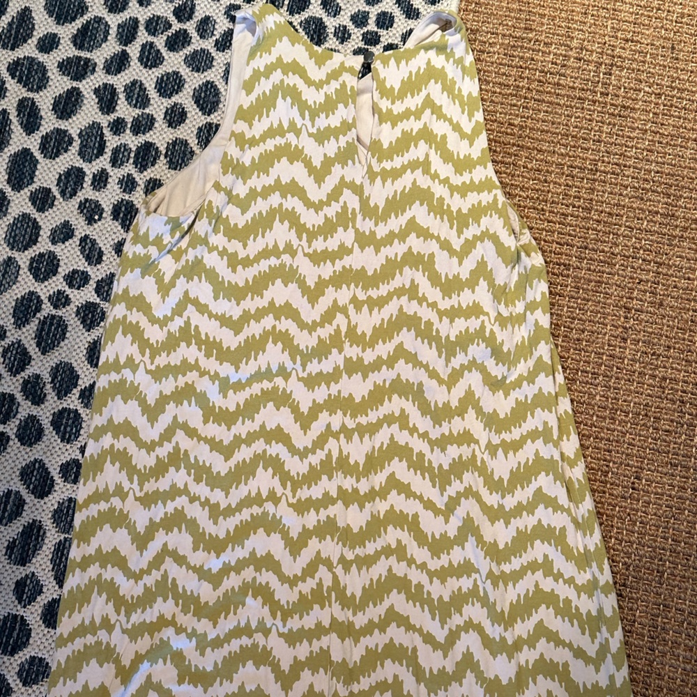 Ann Taylor lime green & cream dress w print